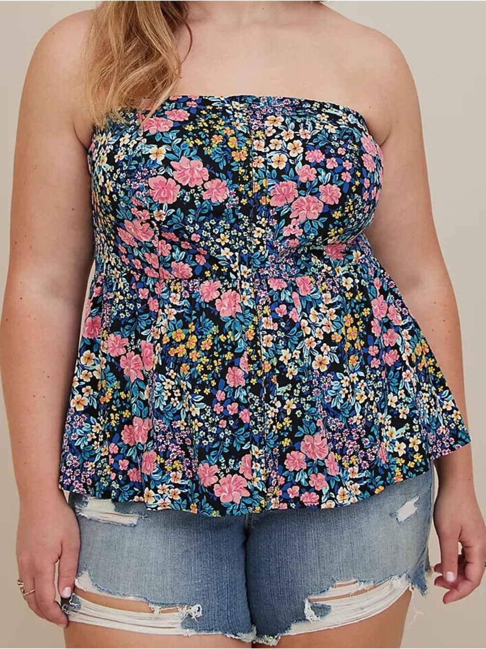 TORRID 4 Stretch Challis Lace-Up Back Corset Top